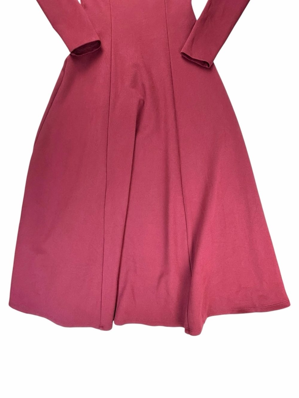 Aritzia Babaton Women’s Leda Ponte Knit Fit-&-Flare Longlseeve Dress Burgundy S - Picture 3 of 9